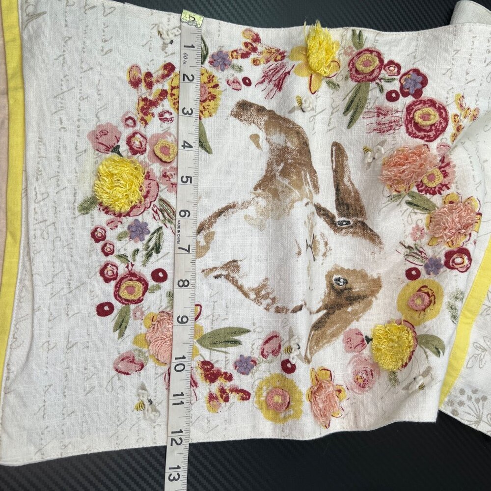 Pier 1 Imports Floral Embellished Easter Bunny Rabbit Table Runner 70"x12” - Picture 9 of 11